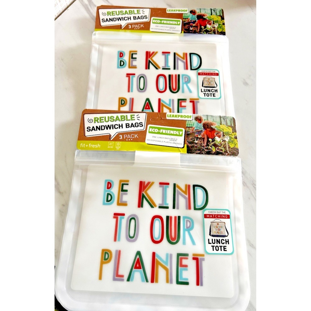Reusable Sandwich Bags Eco-Friendly Leakproof Planet Animals Lot of 6 Bags DDD